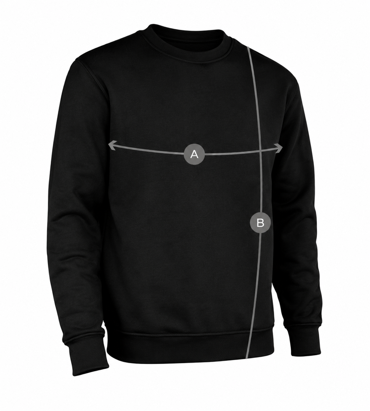 Referencia de medidas sudadera cuello redondo BE UNIQ