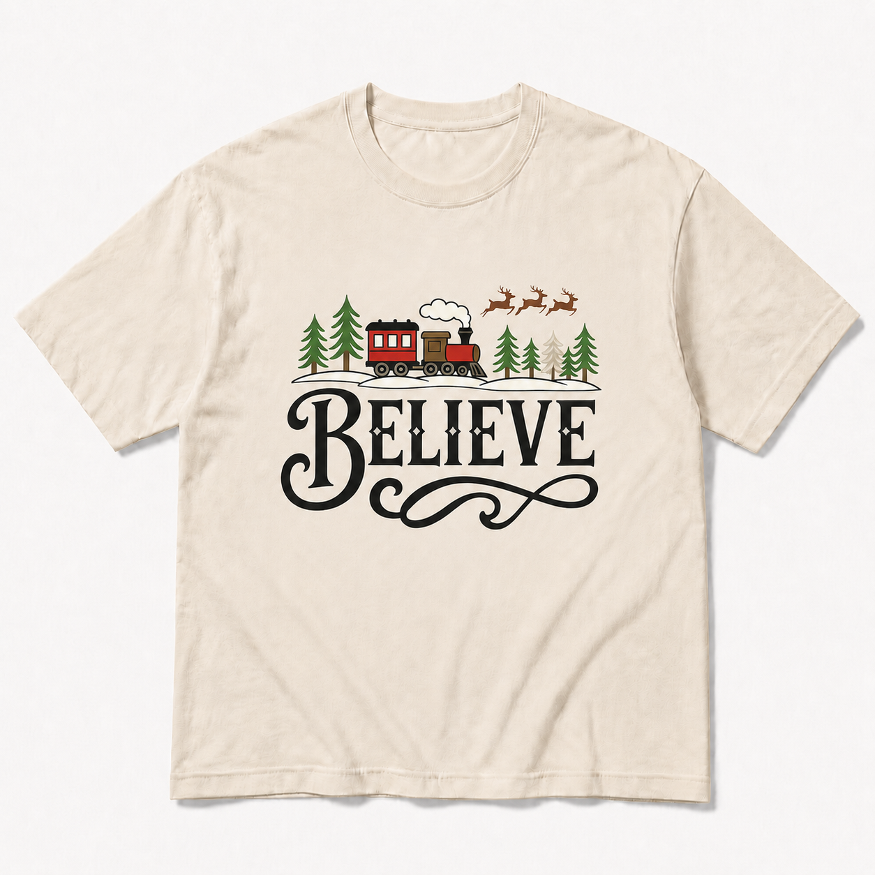Playera crema Believe Navidad Polar Express